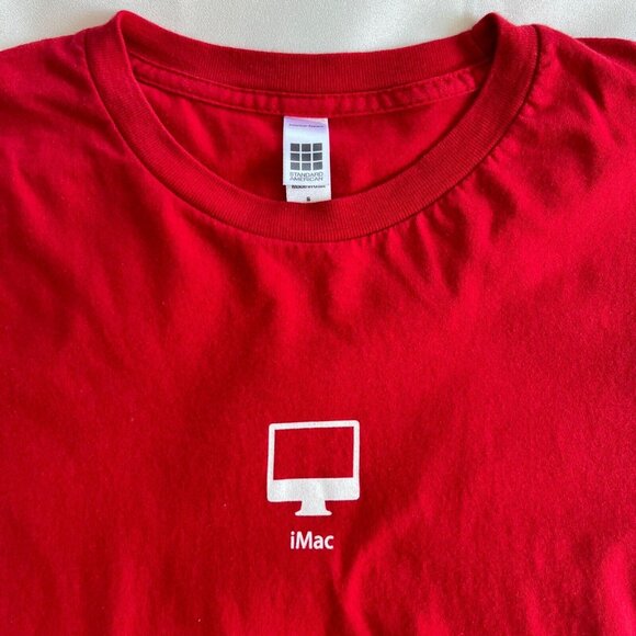 APPLE STORE T Shirt Unisex Women Red Macintosh iMac Employee Short Sleeve Tee S - Picture 3 of 15